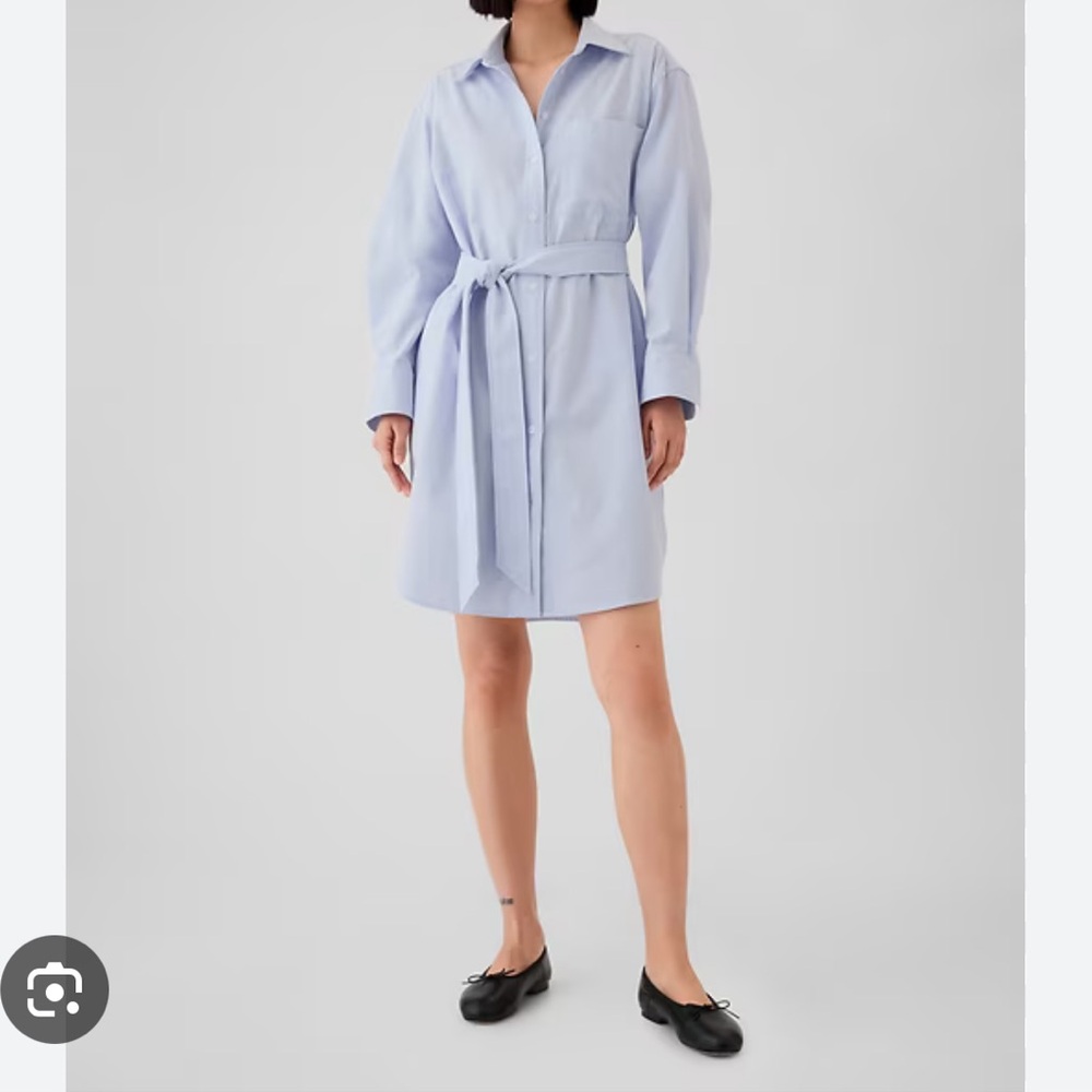 NWT Gap Organic Cotton Oxford Mini Shirtdress in Blue Crystal - Size S